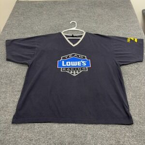 Vintage Team Lowes Racing SMI Properties T Shirt Men XL Navy Cotton V Neck Sport